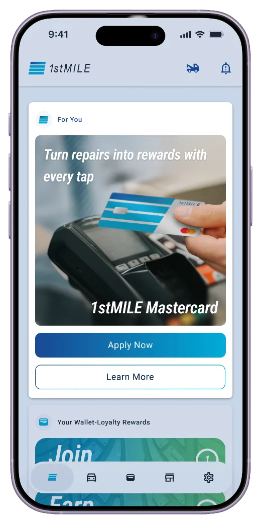1stMILE Mastercard card in the app